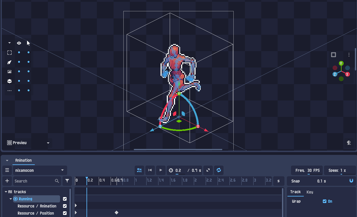Imported animation bones sync