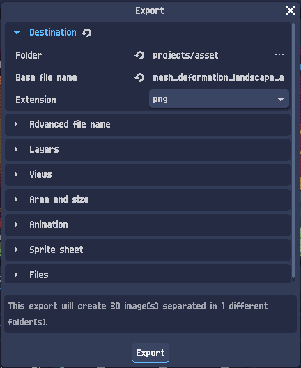Export dialog