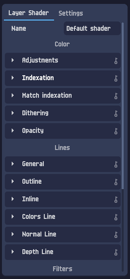 Layer shader panel