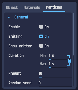 Particles panel