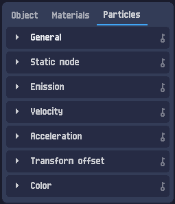 Particles tab