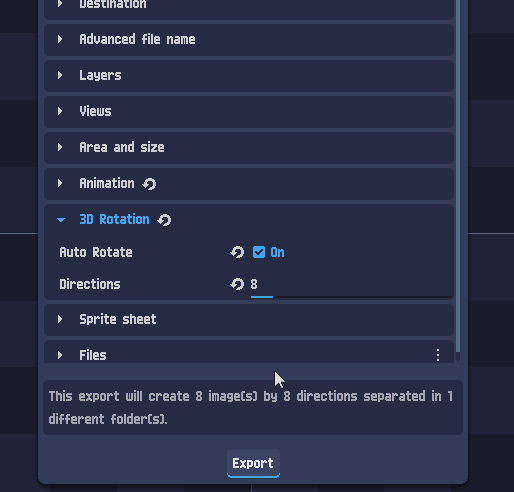 Export 3d rotation